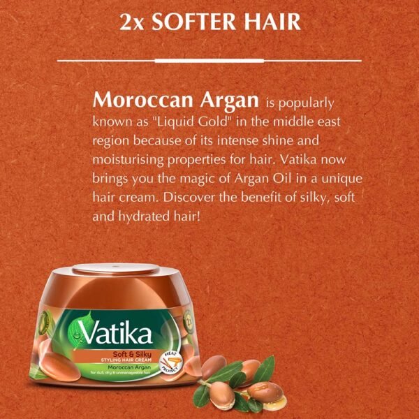 Vatika Naturals Soft & Silky Styling Hair Cream with Moroccan Argan